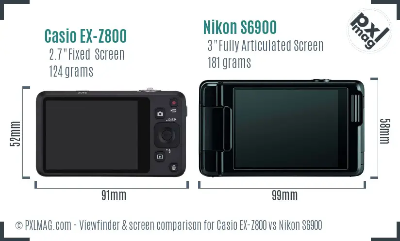 Casio EX-Z800 vs Nikon S6900 Screen and Viewfinder comparison