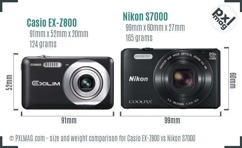 Casio EX-Z800 vs Nikon S7000 size comparison