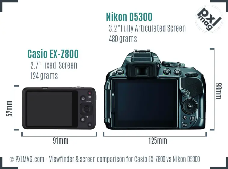 Casio EX-Z800 vs Nikon D5300 Screen and Viewfinder comparison