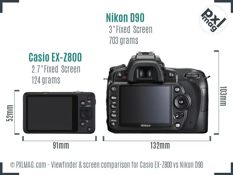 Casio EX-Z800 vs Nikon D90 Screen and Viewfinder comparison