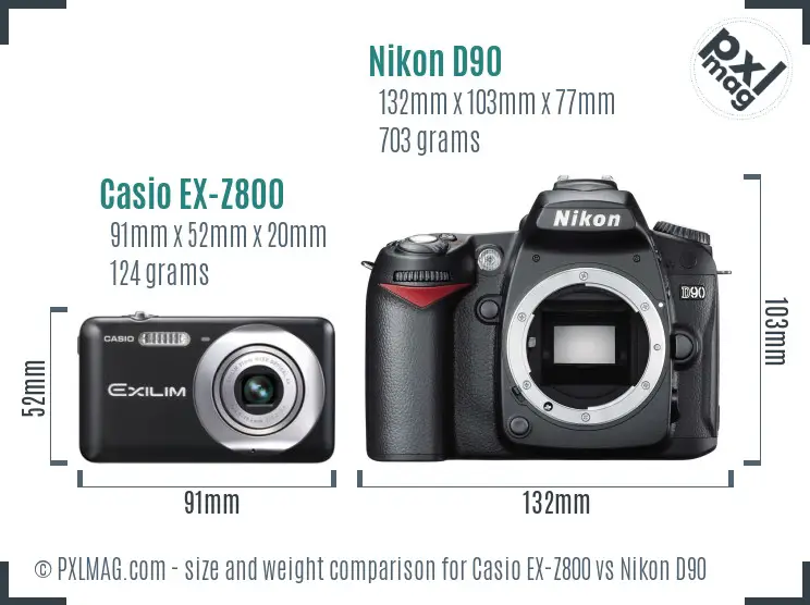Casio EX-Z800 vs Nikon D90 size comparison