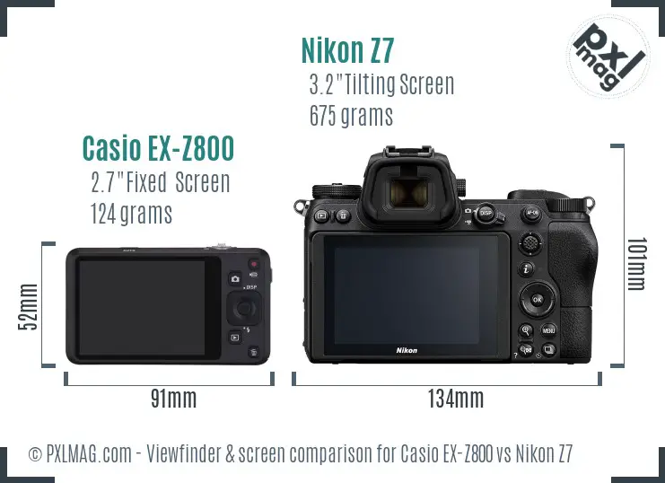 Casio EX-Z800 vs Nikon Z7 Screen and Viewfinder comparison Casio EX-Z800 vs Nikon Z7 Screen and Viewfinder comparison