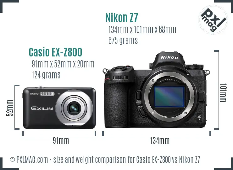 Casio EX-Z800 vs Nikon Z7 size comparison Casio EX-Z800 vs Nikon Z7 size comparison