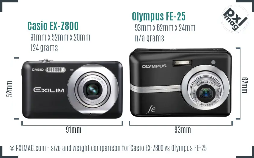 Casio EX-Z800 vs Olympus FE-25 size comparison