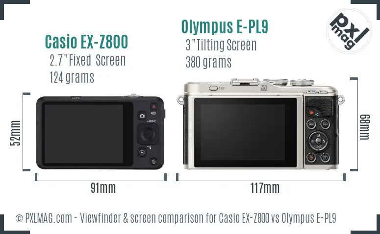 Casio EX-Z800 vs Olympus E-PL9 Screen and Viewfinder comparison