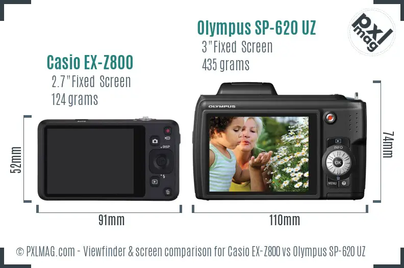 Casio EX-Z800 vs Olympus SP-620 UZ Screen and Viewfinder comparison