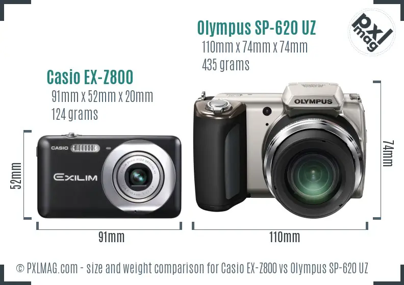 Casio EX-Z800 vs Olympus SP-620 UZ size comparison