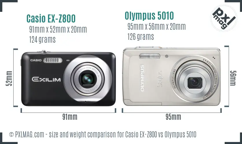 Casio EX-Z800 vs Olympus 5010 size comparison