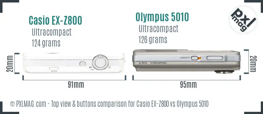 Casio EX-Z800 vs Olympus 5010 top view buttons comparison