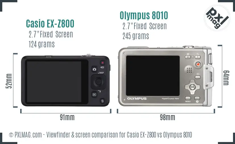Casio EX-Z800 vs Olympus 8010 Screen and Viewfinder comparison Casio EX-Z800 vs Olympus 8010 Screen and Viewfinder comparison