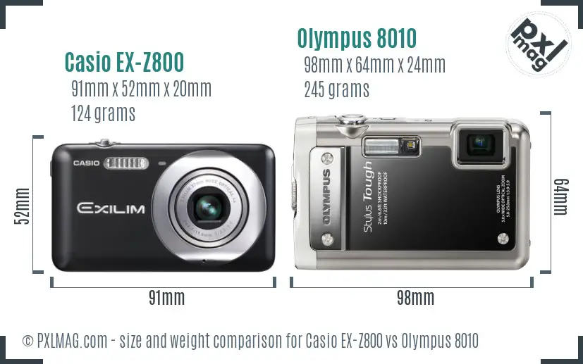 Casio EX-Z800 vs Olympus 8010 size comparison Casio EX-Z800 vs Olympus 8010 size comparison