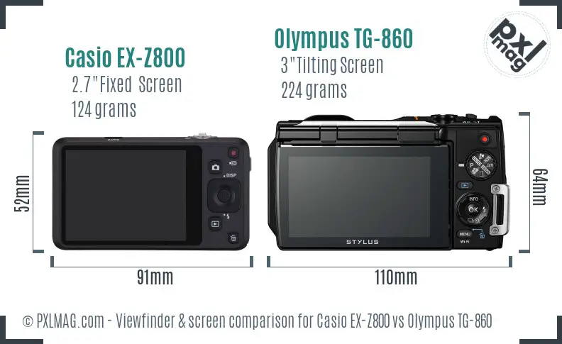 Casio EX-Z800 vs Olympus TG-860 Screen and Viewfinder comparison