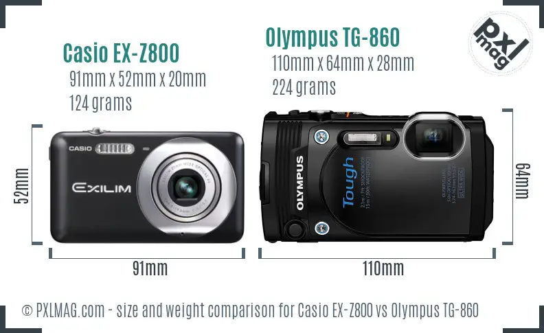 Casio EX-Z800 vs Olympus TG-860 size comparison