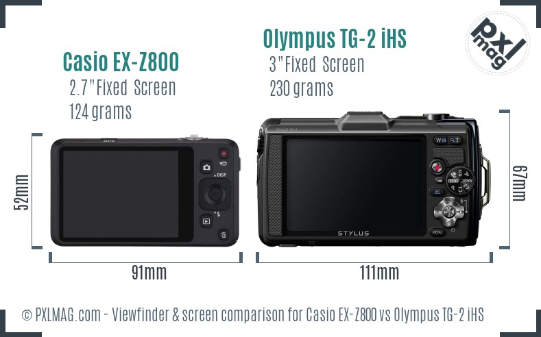 Casio EX-Z800 vs Olympus TG-2 iHS Screen and Viewfinder comparison