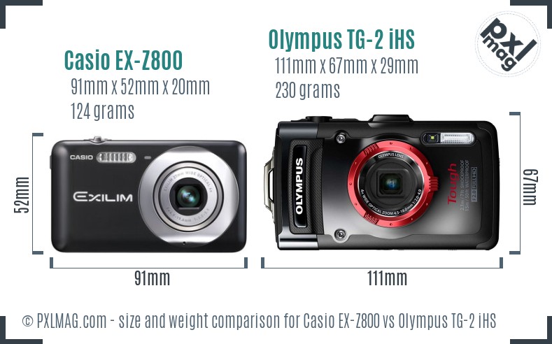 Casio EX-Z800 vs Olympus TG-2 iHS size comparison
