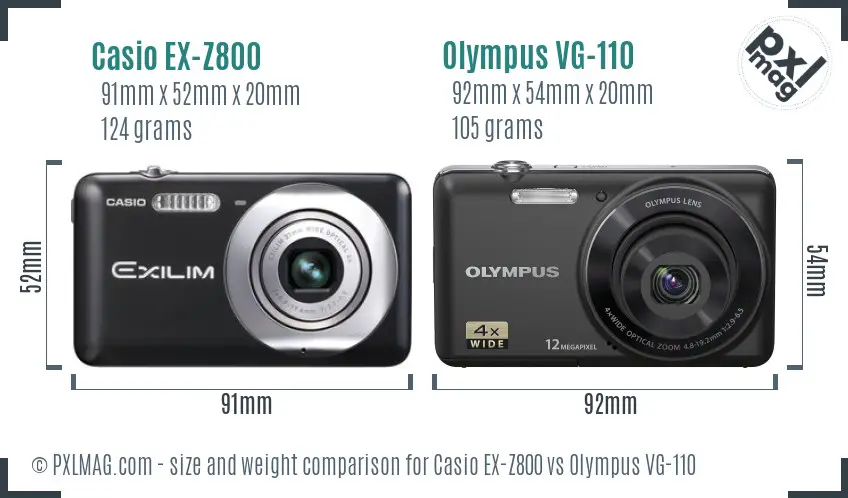 Casio EX-Z800 vs Olympus VG-110 size comparison