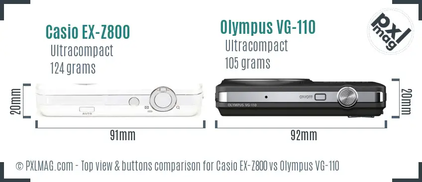 Casio EX-Z800 vs Olympus VG-110 top view buttons comparison