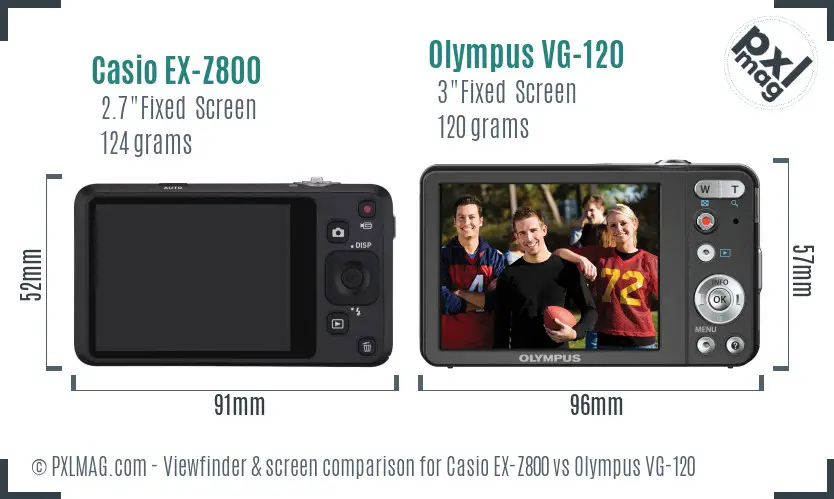 Casio EX-Z800 vs Olympus VG-120 Screen and Viewfinder comparison