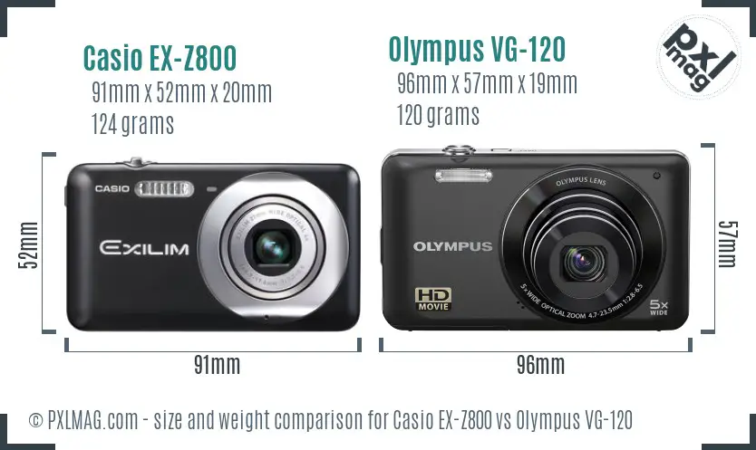 Casio EX-Z800 vs Olympus VG-120 size comparison