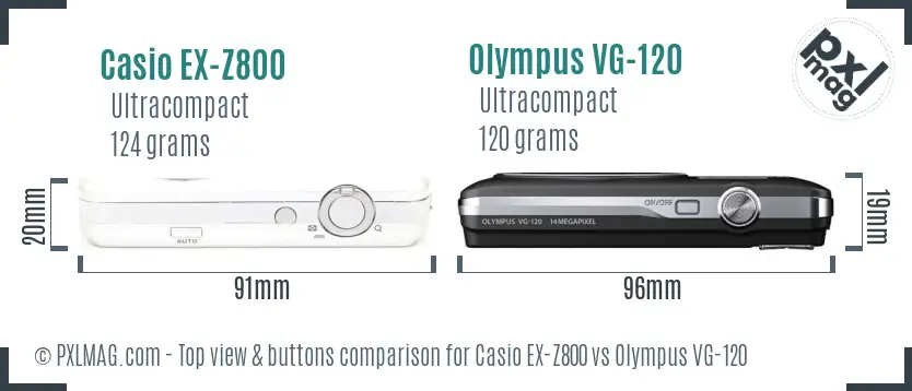 Casio EX-Z800 vs Olympus VG-120 top view buttons comparison