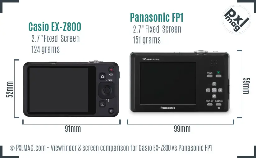 Casio EX-Z800 vs Panasonic FP1 Screen and Viewfinder comparison Casio EX-Z800 vs Panasonic FP1 Screen and Viewfinder comparison