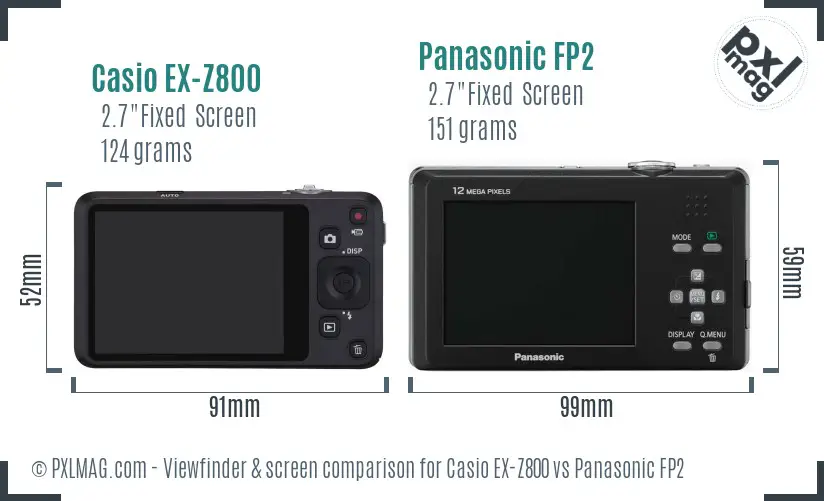 Casio EX-Z800 vs Panasonic FP2 Screen and Viewfinder comparison