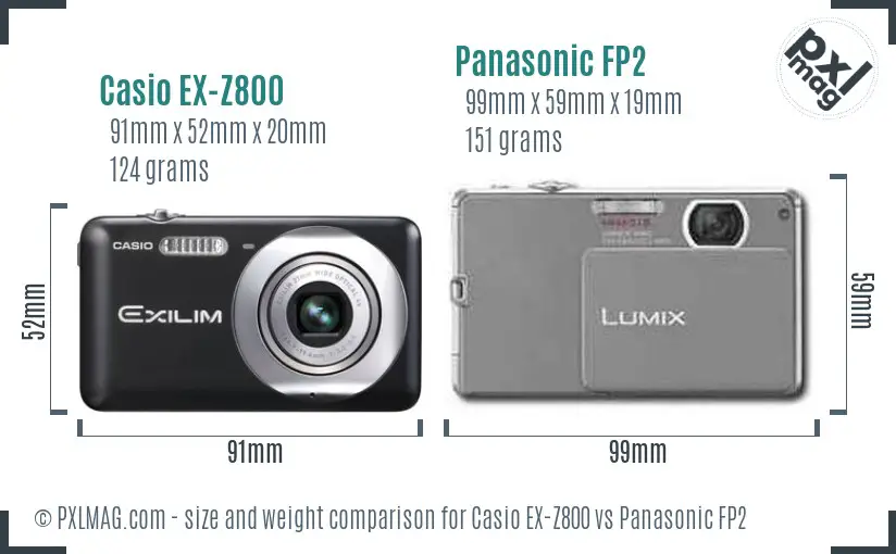 Casio EX-Z800 vs Panasonic FP2 size comparison