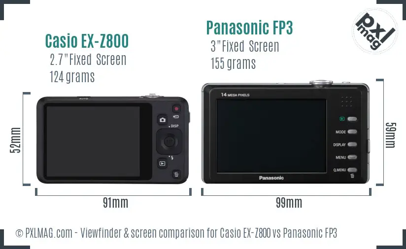 Casio EX-Z800 vs Panasonic FP3 Screen and Viewfinder comparison Casio EX-Z800 vs Panasonic FP3 Screen and Viewfinder comparison