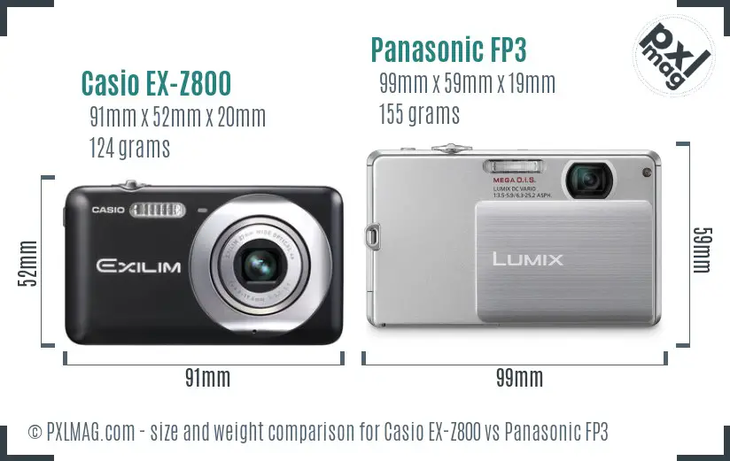 Casio EX-Z800 vs Panasonic FP3 size comparison Casio EX-Z800 vs Panasonic FP3 size comparison