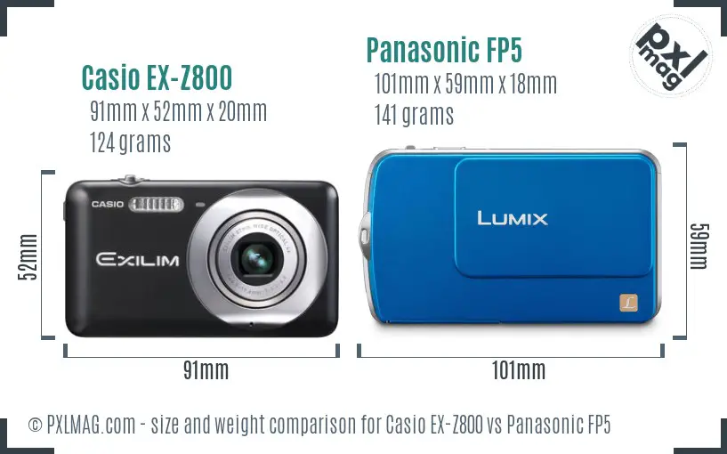 Casio EX-Z800 vs Panasonic FP5 size comparison