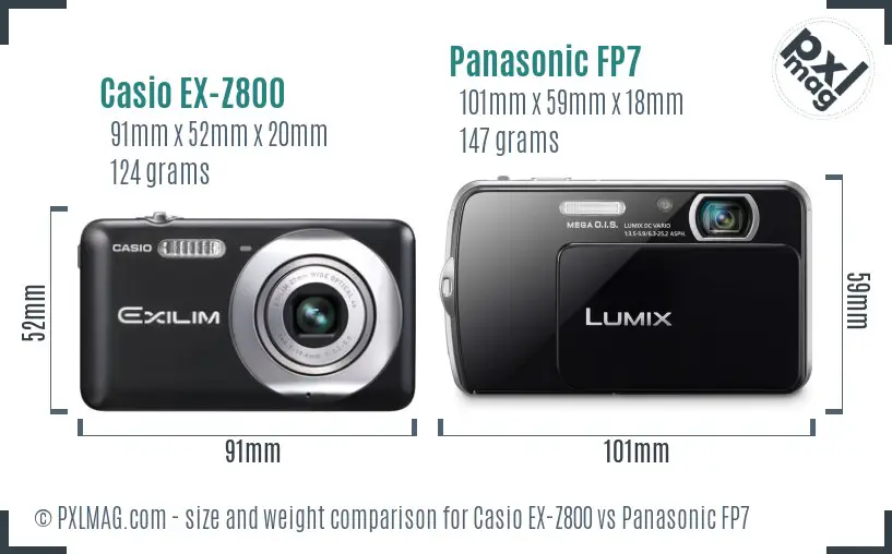 Casio EX-Z800 vs Panasonic FP7 size comparison