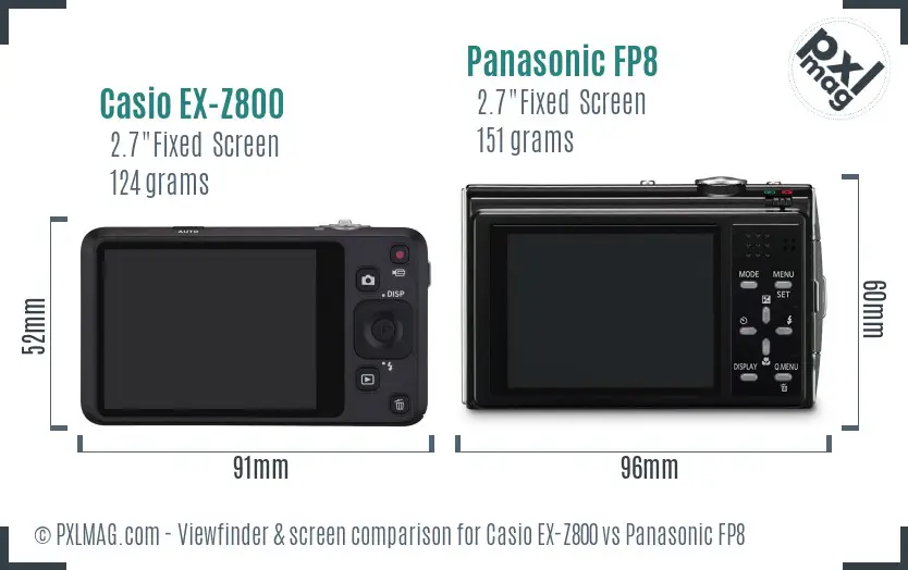 Casio EX-Z800 vs Panasonic FP8 Screen and Viewfinder comparison