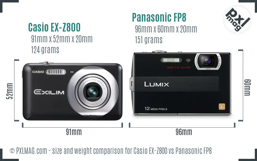 Casio EX-Z800 vs Panasonic FP8 size comparison
