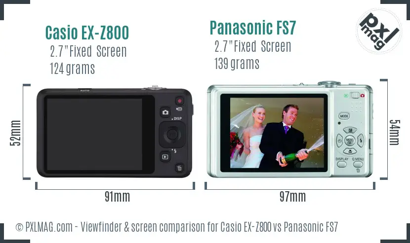 Casio EX-Z800 vs Panasonic FS7 Screen and Viewfinder comparison