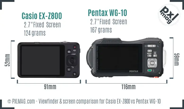 Casio EX-Z800 vs Pentax WG-10 Screen and Viewfinder comparison