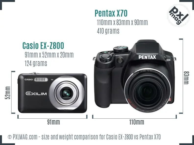 Casio EX-Z800 vs Pentax X70 size comparison