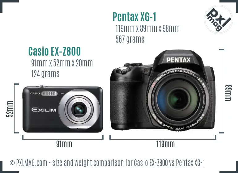 Casio EX-Z800 vs Pentax XG-1 size comparison