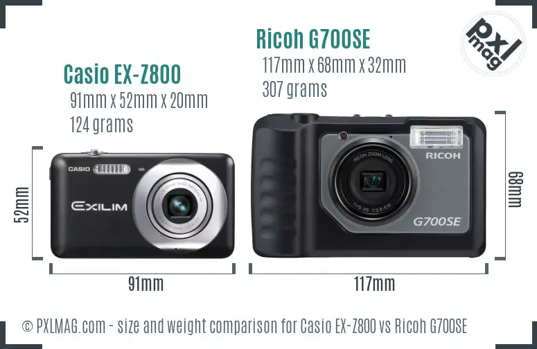 Casio EX-Z800 vs Ricoh G700SE size comparison