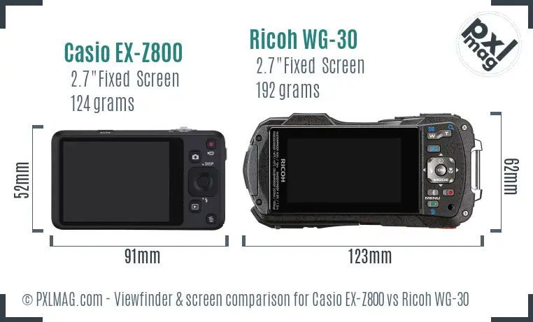 Casio EX-Z800 vs Ricoh WG-30 Screen and Viewfinder comparison Casio EX-Z800 vs Ricoh WG-30 Screen and Viewfinder comparison