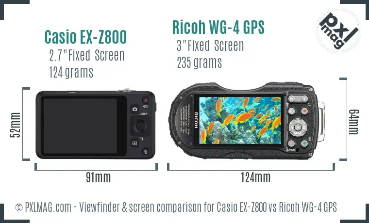 Casio EX-Z800 vs Ricoh WG-4 GPS Screen and Viewfinder comparison Casio EX-Z800 vs Ricoh WG-4 GPS Screen and Viewfinder comparison