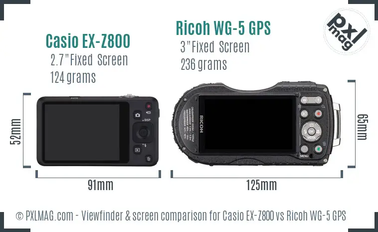 Casio EX-Z800 vs Ricoh WG-5 GPS Screen and Viewfinder comparison Casio EX-Z800 vs Ricoh WG-5 GPS Screen and Viewfinder comparison