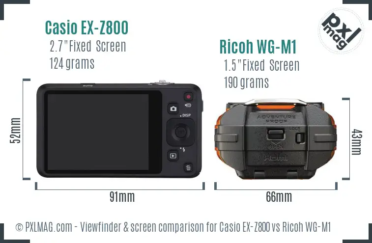 Casio EX-Z800 vs Ricoh WG-M1 Screen and Viewfinder comparison Casio EX-Z800 vs Ricoh WG-M1 Screen and Viewfinder comparison