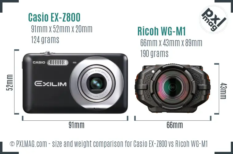 Casio EX-Z800 vs Ricoh WG-M1 size comparison Casio EX-Z800 vs Ricoh WG-M1 size comparison