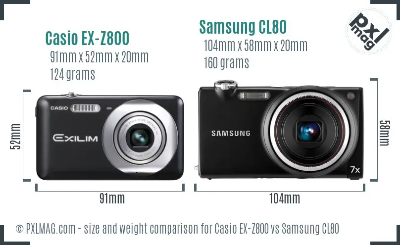 Casio EX-Z800 vs Samsung CL80 size comparison