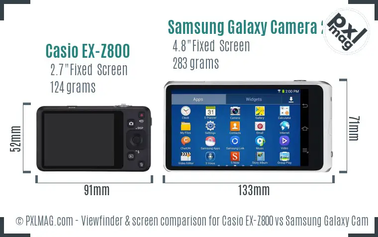 Casio EX-Z800 vs Samsung Galaxy Camera 2 Screen and Viewfinder comparison Casio EX-Z800 vs Samsung Galaxy Camera 2 Screen and Viewfinder comparison