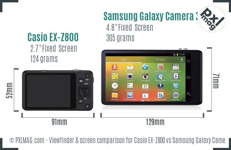 Casio EX-Z800 vs Samsung Galaxy Camera 3G Screen and Viewfinder comparison Casio EX-Z800 vs Samsung Galaxy Camera 3G Screen and Viewfinder comparison