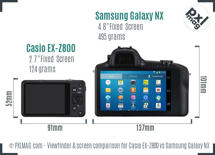 Casio EX-Z800 vs Samsung Galaxy NX Screen and Viewfinder comparison