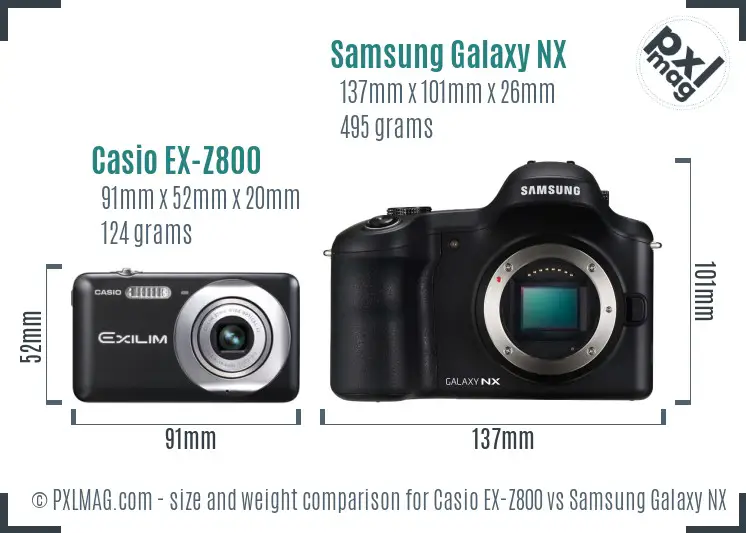 Casio EX-Z800 vs Samsung Galaxy NX size comparison