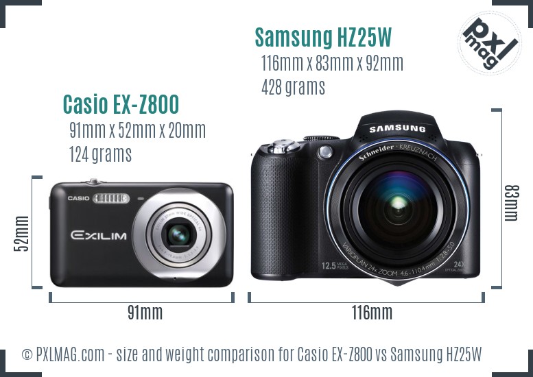 Casio EX-Z800 vs Samsung HZ25W size comparison