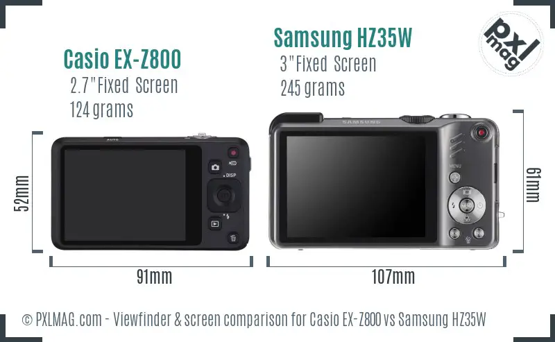 Casio EX-Z800 vs Samsung HZ35W Screen and Viewfinder comparison